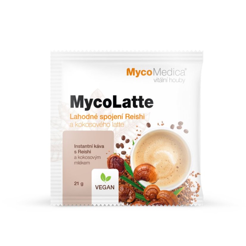 MycoLatte, Mycomedica,  instantní káva s Reishi - vzoreček 21g