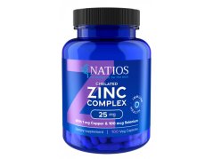 Zinc Chelated Complex, Zinek, selen a měď, 25 mg, NATIOS, 100 veganských kapslí