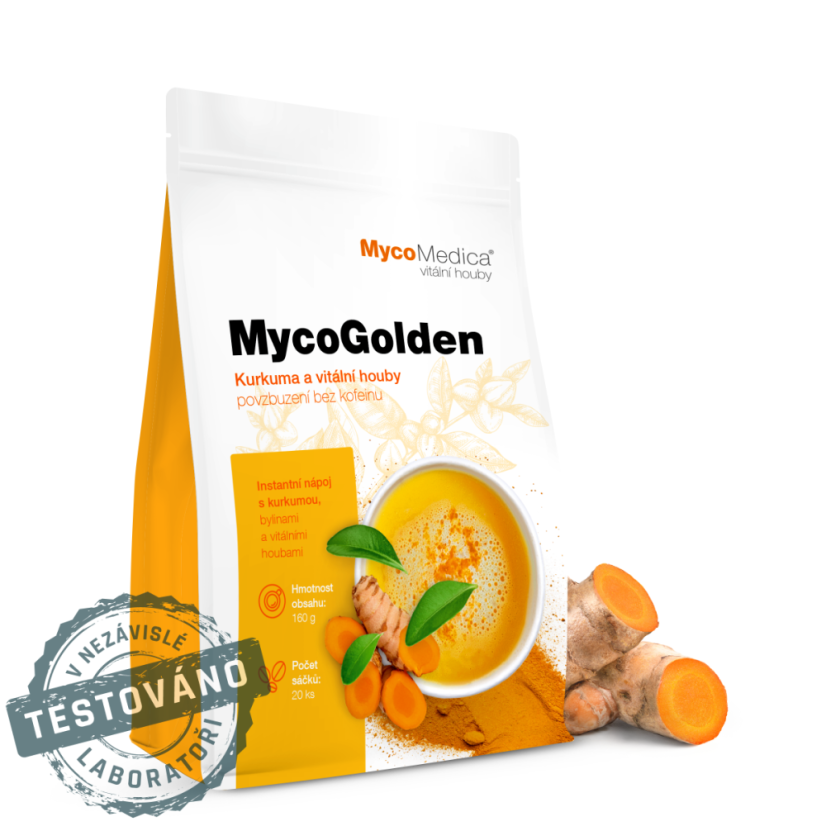 MycoGolden – zlatý nápoj s Reishi, kurkumou a Ashwagandhou, MycoMedica - Hmotnost: Vzoreček 8g