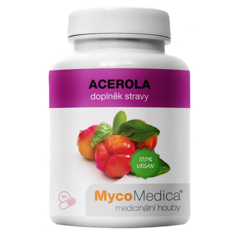 Acerola, Mycomedica, 500 mg extraktu, 90 kapslí