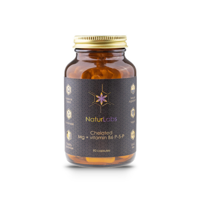Magnésium bisglycinát (chelát) + vitamin B6, Naturlabs, 90 kapslí